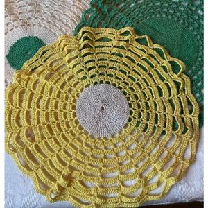 Vintage Handmade Crochet Doilies Trio